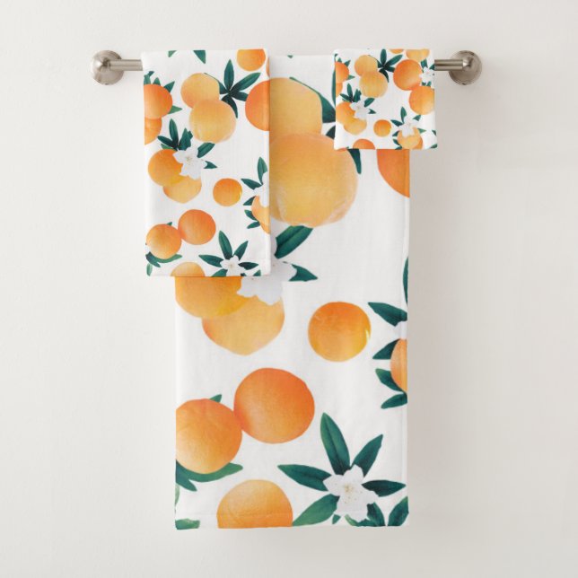 Orange Twist Flower Vibes #6 #tropical #fruit Bath Towel Set (Insitu)