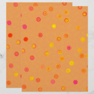 Orange Twisty Polka Dot Spiral 2-Sided Scrap Paper