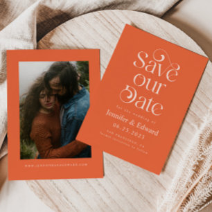Orange Typography Wedding Save The Date
