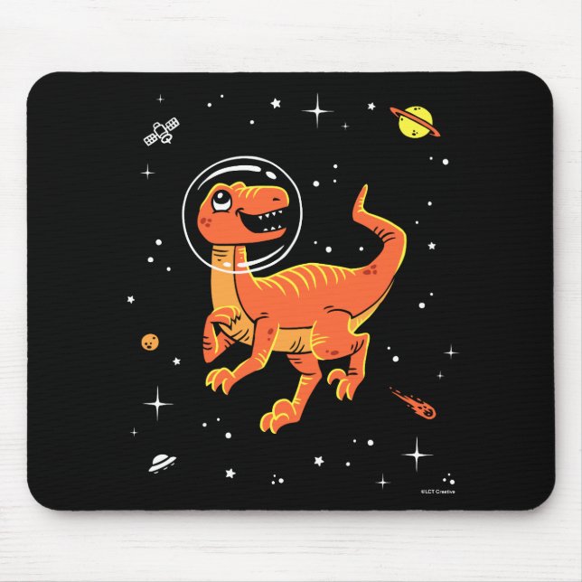 Orange Tyrannosaurus Dinos In Space Mouse Pad (Front)