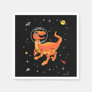 Orange Tyrannosaurus Dinos In Space Napkin