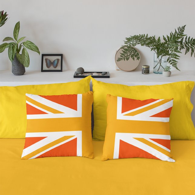 Orange Union Jack Half Throw Pillow (Cool)