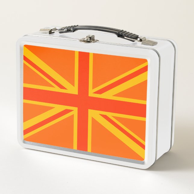 Orange Union Jack Metal Lunch Box (Front)