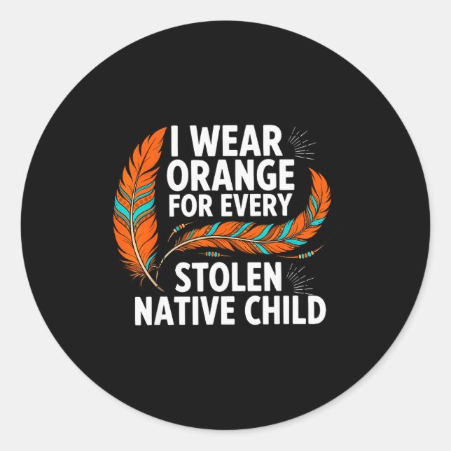 Orange Unity Day Every Child Native American Women Classic Round Sticker (Front)