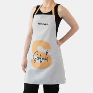 Orange Uppercase Initial Script Monogram Apron
