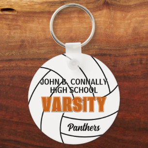 Orange Varsity Volleyball Custom High School Team Keychain