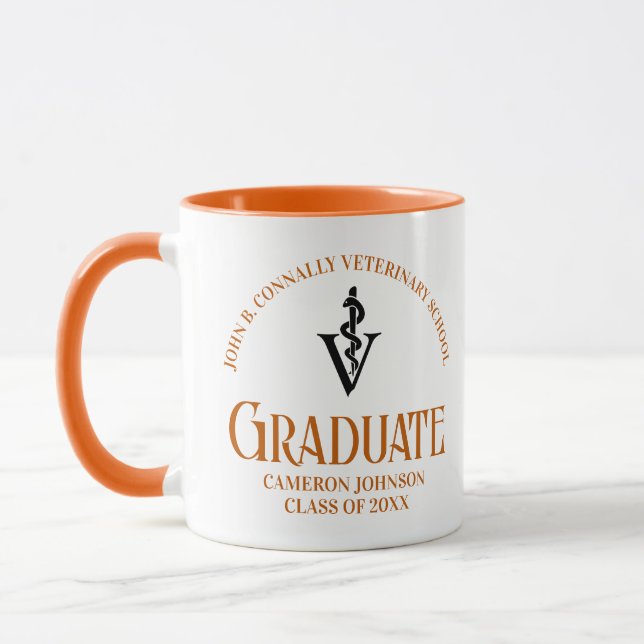 Orange Veterinary School Graduation Custom Mug (Left)