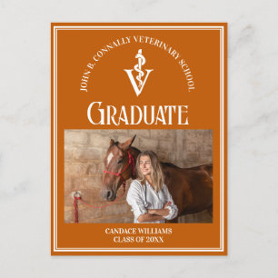 Orange Veterinary School Photo Graduation Postcard