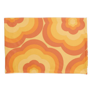 Orange Vibrant Y2K Wildflower Bold Retro Spring  Pillowcase