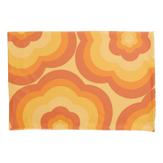 Orange Vibrant Y2K Wildflower Bold Retro Spring  Pillowcase (Front)