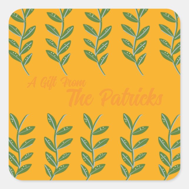 Orange Vine Gift Tag Sticker (Front)