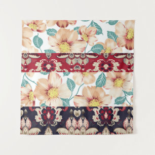 Orange vintage flowers with seamless paisley borde tapestry