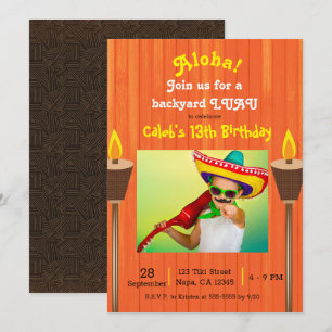 Orange Vintage Retro Summer Party Luau Birthday Invitation