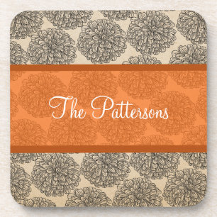 Orange Vintage Zinnia Coaster Set