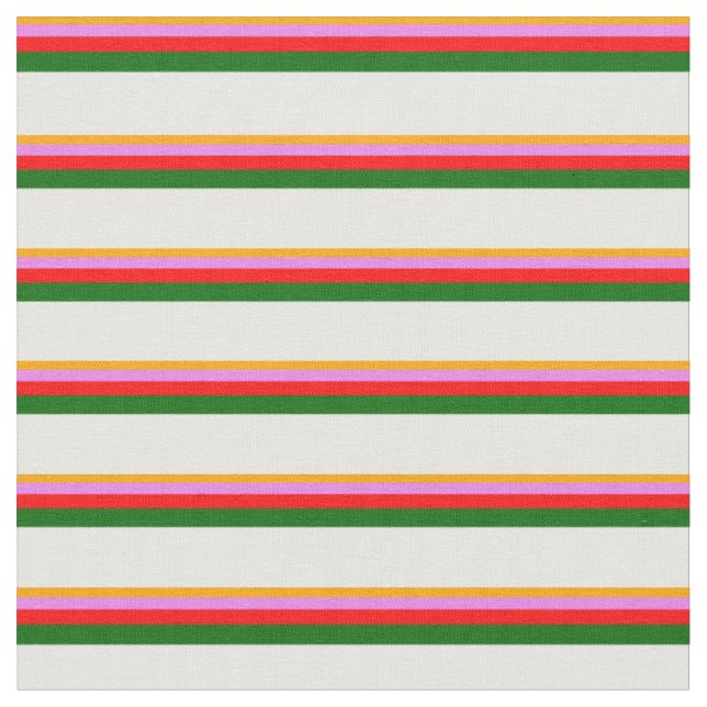 Orange, Violet, Red, Dark Green & White Coloured Fabric (Close Up)