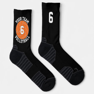 Orange Volleyball Custom Team Name & Player Number Socks