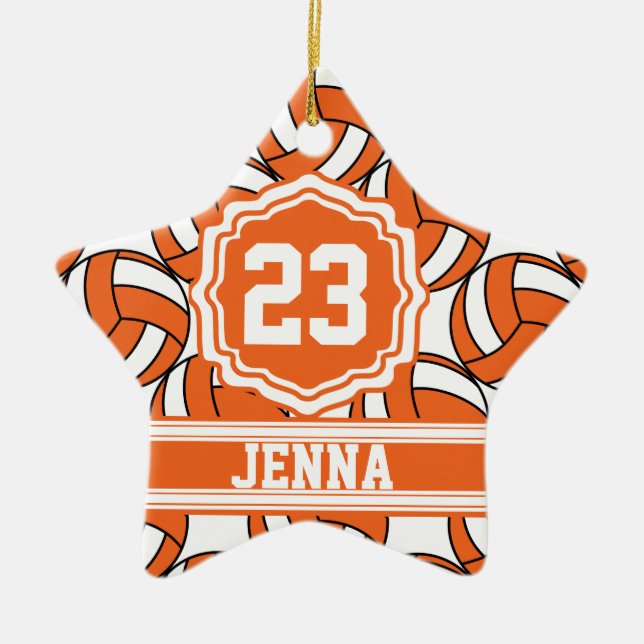 Orange Volleyball | Personalize Ceramic Ornament (Front)