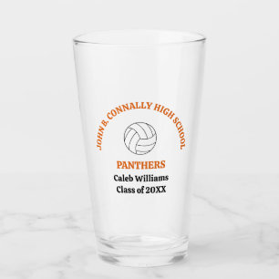 Orange Volleyball Player Personalized Team Glass