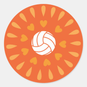Orange Volleyballs Kaleidoscope Pattern Classic Round Sticker
