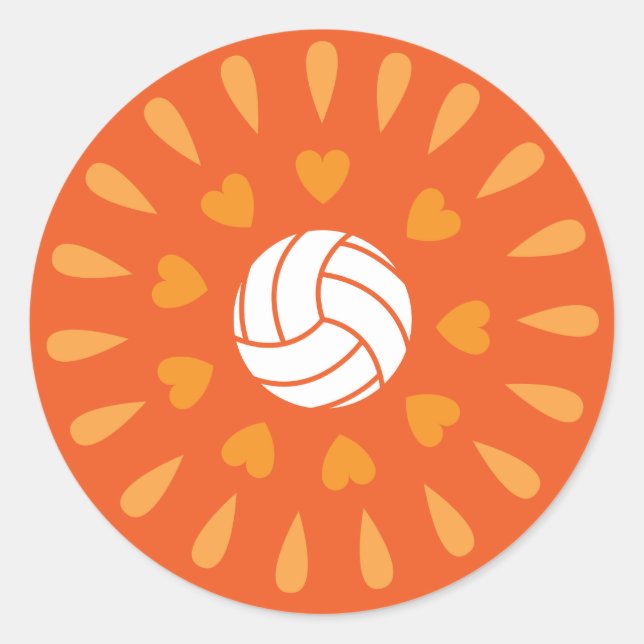 Orange Volleyballs Kaleidoscope Pattern Classic Round Sticker (Front)