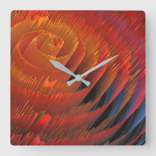 Orange Vortex Sci-Fi Square Wall Clock