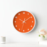 Orange Wall Clock with Custom Colours and Font<br><div class="desc">Customizable Beautiful Colours Wall Clocks - Choose / add your favourite background and number colours !  
Choose Your Unique Number Fonts !
or Add your text / name / date / logo / image ...  or else :)
Good Luck - Be Happy :)</div>