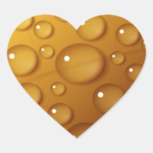 Orange Water Drop Texture Heart Sticker