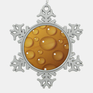 Orange Water Drop Texture Snowflake Pewter Christmas Ornament