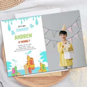 Orange Water Gun Anniversaire Invitations avec pho