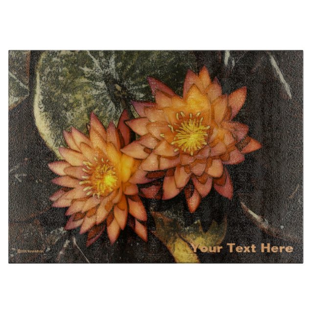 Orange Water Lilies Cutting Board (Front)
