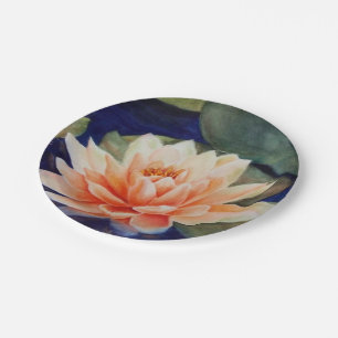 ORANGE WATER LILY PAPER PLATE