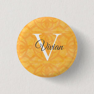 Orange Watercolor 1 Inch Round Button
