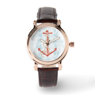Orange Watercolor Anchor Watch