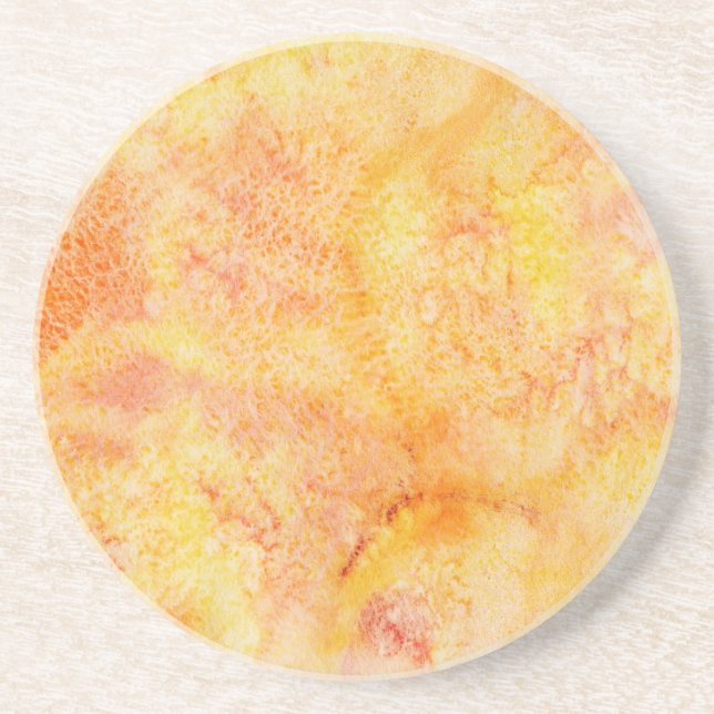 Orange Watercolor Background Coaster (Front)