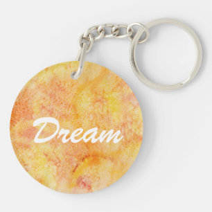 Orange Watercolor Background Keychain
