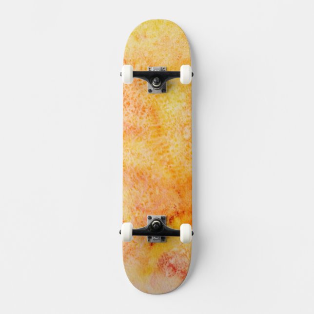 Orange Watercolor Background Skateboard (Front)