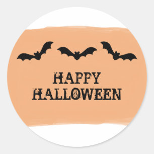 Orange Watercolor Bats Halloween Stickers