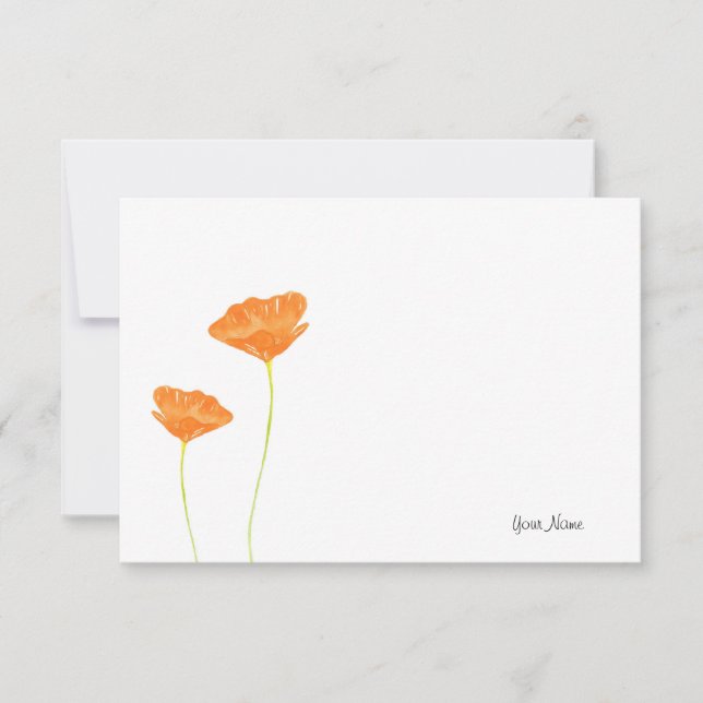 Orange Watercolor California Poppies Card (Front)