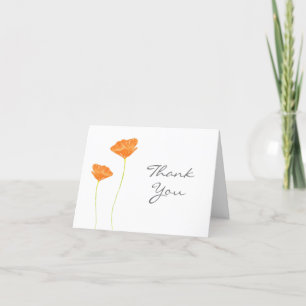 Orange Watercolor California Poppies Thank You Card