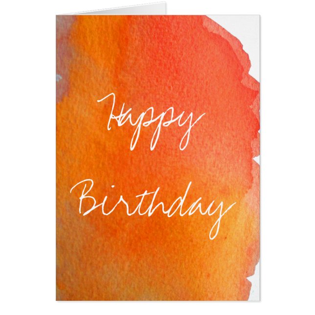 Orange watercolor cute arty creative birthday (Front)
