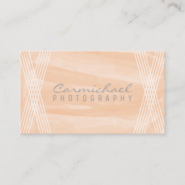 Orange Watercolor Deco Business Card (Front)