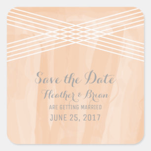 Orange Watercolor Deco Save the Date Square Sticker