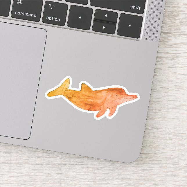 Orange Watercolor Dolphin (Detail)