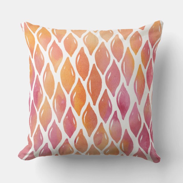Orange watercolor drops pattern Throw Pillow (Front)