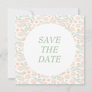 Orange Watercolor Elegant Floral Wedding  Save The Date
