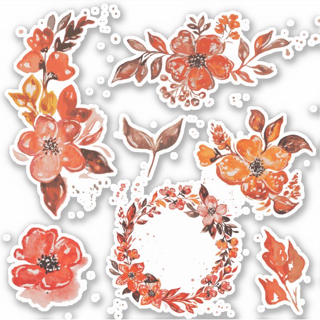 Orange Watercolor Floral Set (Front)