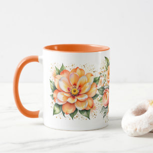 Orange Watercolor Flower Arrangement Coffee Mug