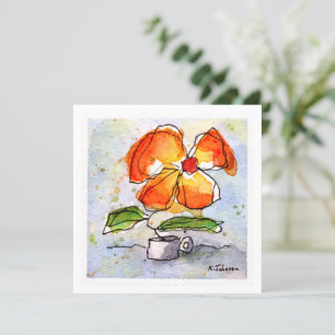 Orange Watercolor Flower Greeting Card