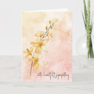 Orange Watercolor Flowers Sympathy  Card