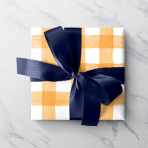 Orange Watercolor Gingham Wrapping Paper